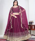 Wine Art Silk Lehenga Choli with Embroidery work