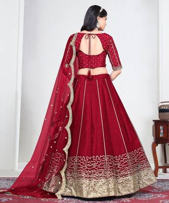 Red Art Silk Lehenga Choli with Embroidery work 2