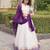 Purple&White Viscose Semi Stitched Lehenga Choli with Zari Temple Weaving Work