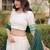 Dark Green & White Viscose Lehenga Choli with Zari Temple Weaving Work