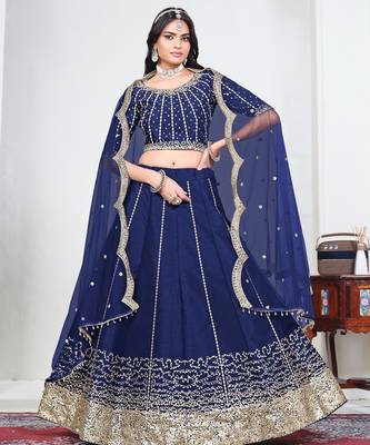 Violet Art Silk Lehenga Choli with Embroidery work 1