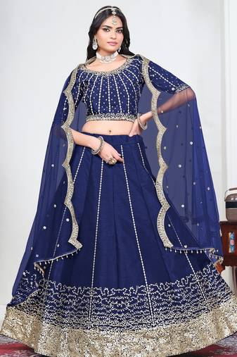 Violet Art Silk Lehenga Choli with Embroidery work