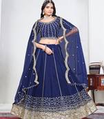 Violet Art Silk Lehenga Choli with Embroidery work