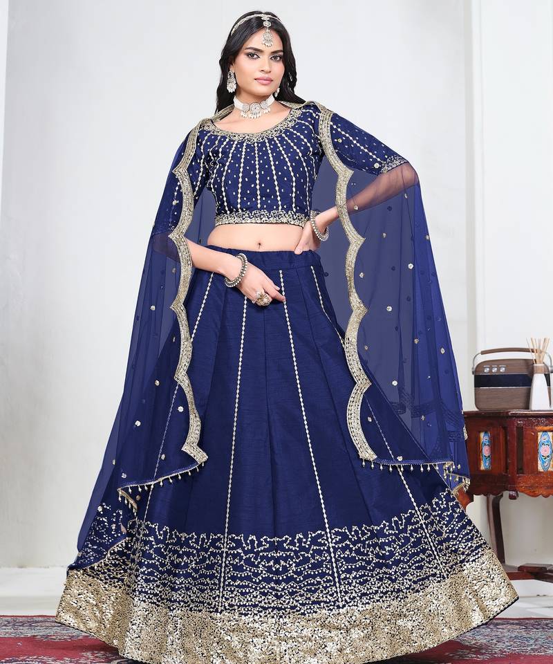Violet Art Silk Lehenga Choli with Embroidery work