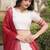 Maroon & White Viscose Lehenga Choli with Zari Temple Weaving Work