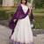 Purple&White Viscose Semi Stitched Lehenga Choli with Zari Temple Weaving Work