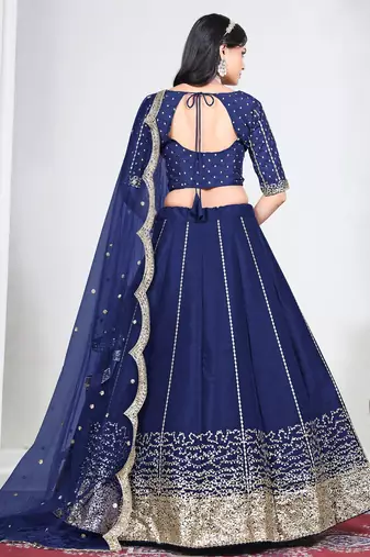 Violet Art Silk Lehenga Choli with Embroidery work