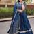 Teal Satin Semi Stitched Lehenga Choli with Embroidery Zari Sequins Work