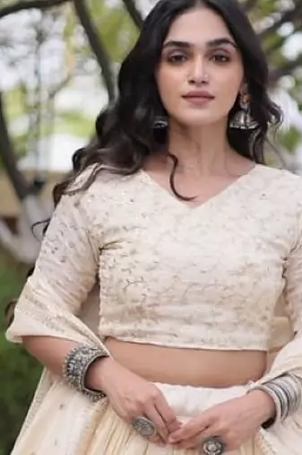 White Satin Lehenga Choli with Embroidery Zari Sequins Work