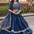 Teal Satin Semi Stitched Lehenga Choli with Embroidery Zari Sequins Work