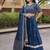 Teal Satin Semi Stitched Lehenga Choli with Embroidery Zari Sequins Work