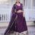 Wine Dola Silk Semi Stitched Lehenga Choli with Meena Weaving & Sequins Coding Work