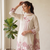 Women off-white & maroon cotton printed kurti with farshi salwar and dupatta set