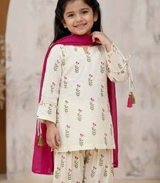 Trendy girls floral printed kurti with dhoti pants & dupatta set