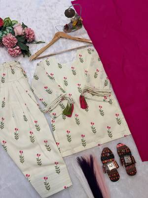 Trendy girls floral printed kurti with dhoti pants & dupatta set 4