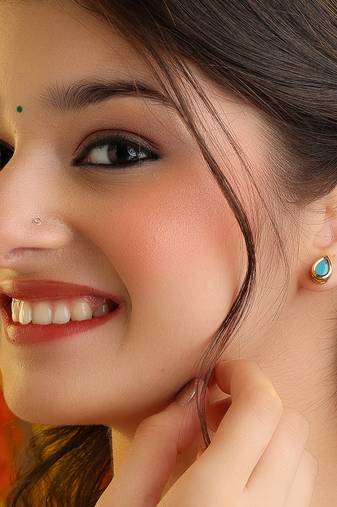 Turquoise blue gold plated teardrop stud earrings