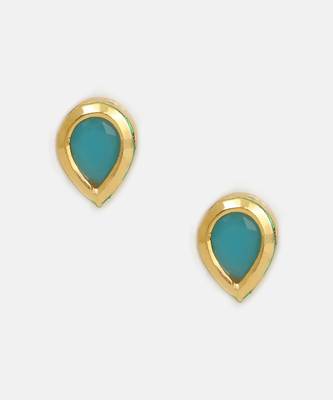 Turquoise blue gold plated teardrop stud earrings 3