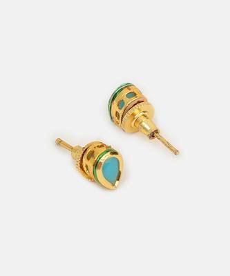 Turquoise blue gold plated teardrop stud earrings 4