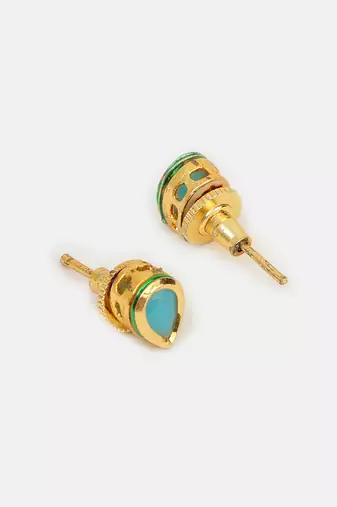 Turquoise blue gold plated teardrop stud earrings