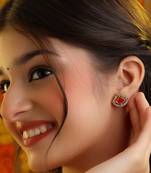Red american diamond stud earrings