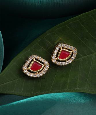 Red american diamond stud earrings 2