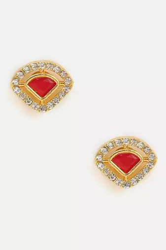 Red american diamond stud earrings