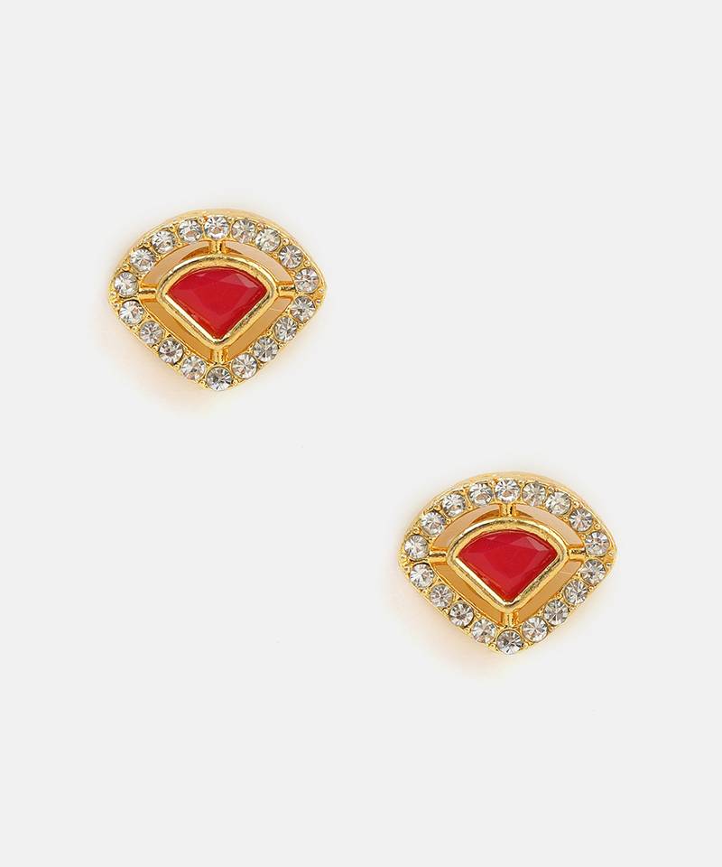 Red american diamond stud earrings