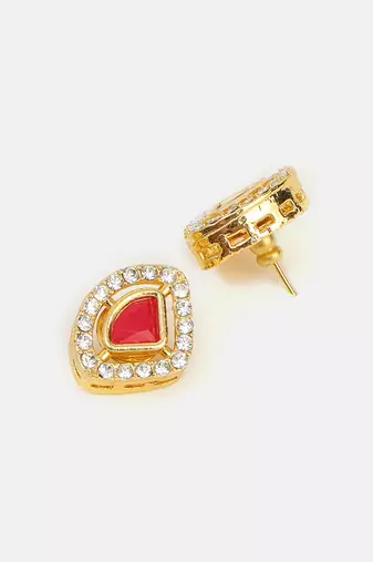 Red american diamond stud earrings