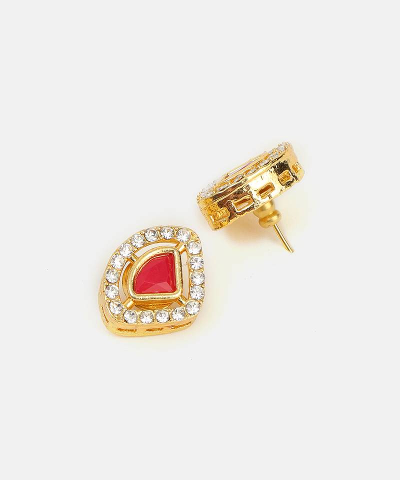 Red american diamond stud earrings