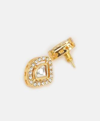White stone meenakari polki stud earrings 4