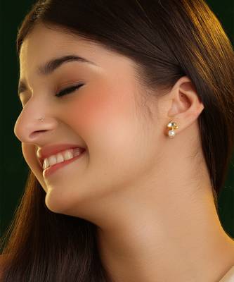 White stone pearl drop stud earrings 1