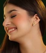 White stone pearl drop stud earrings