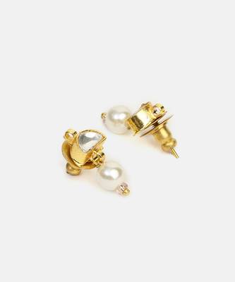 White stone pearl drop stud earrings 4