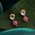 Pink stone kundan stud drop earrings