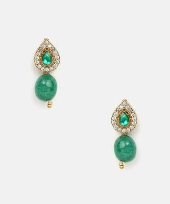 Emerald green american diamond teardrop earrings 3