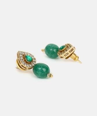 Emerald green american diamond teardrop earrings 4