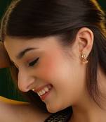 Pink kundan square stud earrings
