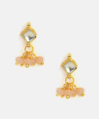 Pink kundan square stud earrings 3