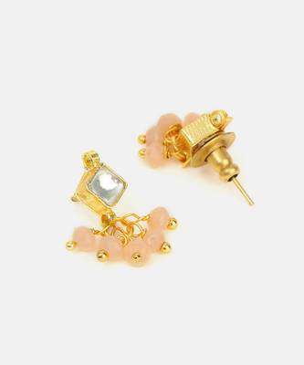Pink kundan square stud earrings 4