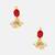 Ruby red stone pearl drop earrings