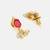 Ruby red stone pearl drop earrings