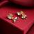 White stone  emerald green beaded stud earrings