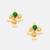Green stone pearl drop stud earrings