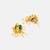 Green stone pearl drop stud earrings