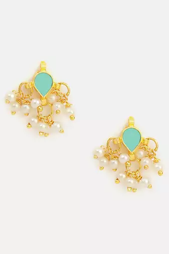 Mint green stone polki mini stud earrings