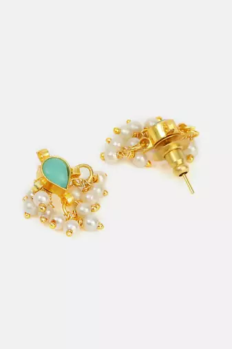 Mint green stone polki mini stud earrings