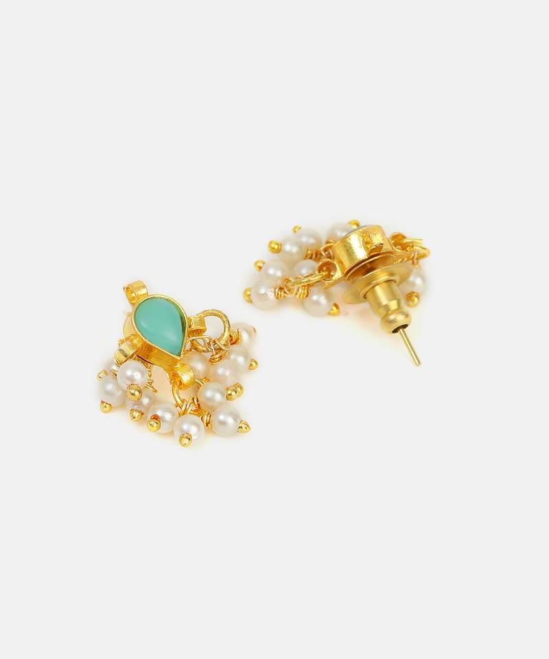 Mint green stone polki mini stud earrings