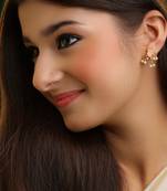 Pink stone pearl cluster mini stud earrings