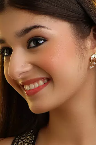White stones pearl drop chandbali earrings