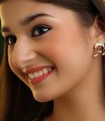 White stones pearl drop chandbali earrings